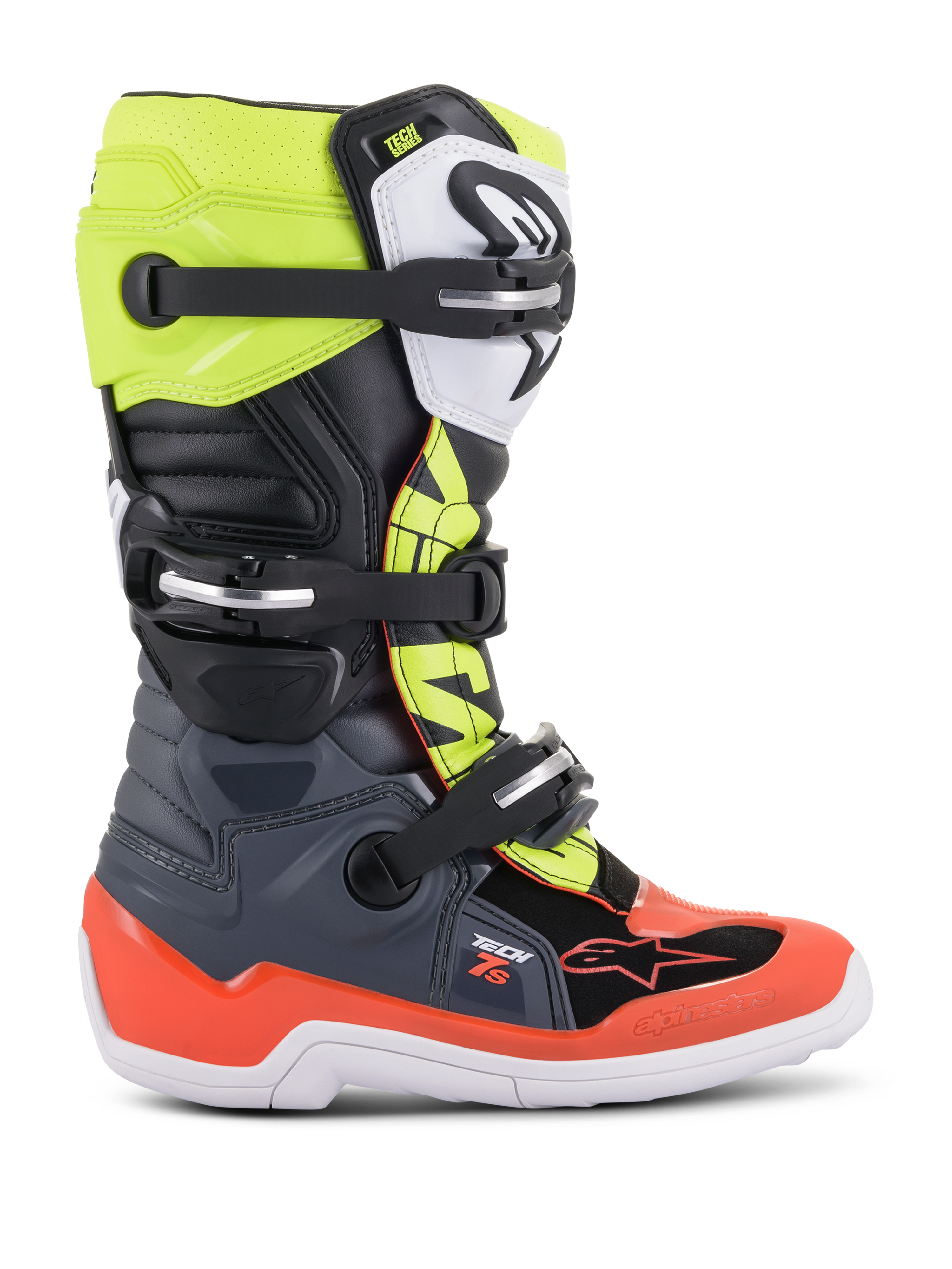 Alpinestars Bottes Tech 7S Junior Dark Gray Red Fluo Yellow Fluo pour garçon