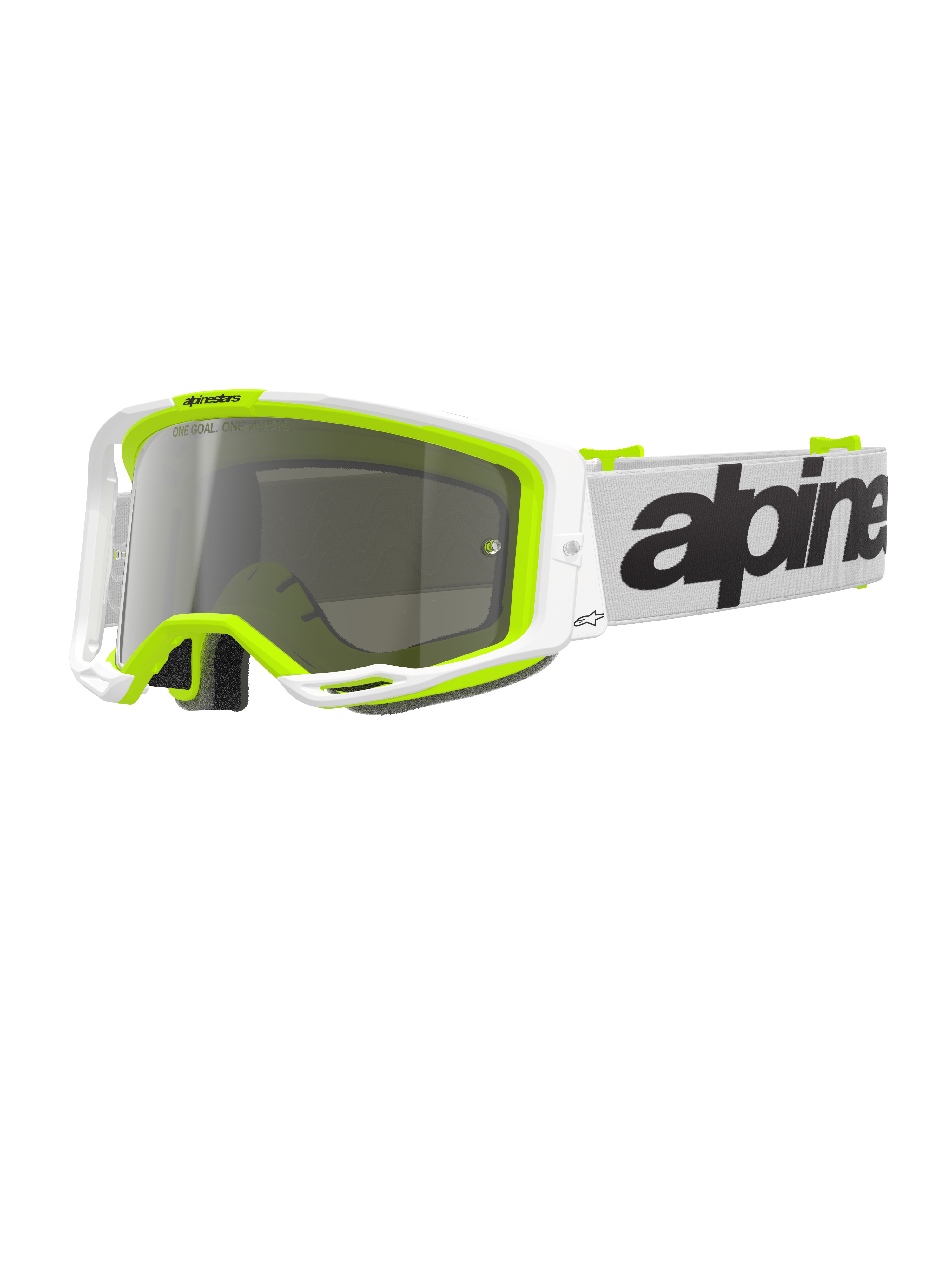Alpinestars Masque Vision 8 Wordmark White Yllw Fluo Mirror Silver, Taille: One Size pour homme