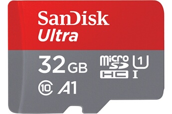 Sandisk Carte mémoire microSDHC Ultra 32 Go + Adaptateur SD