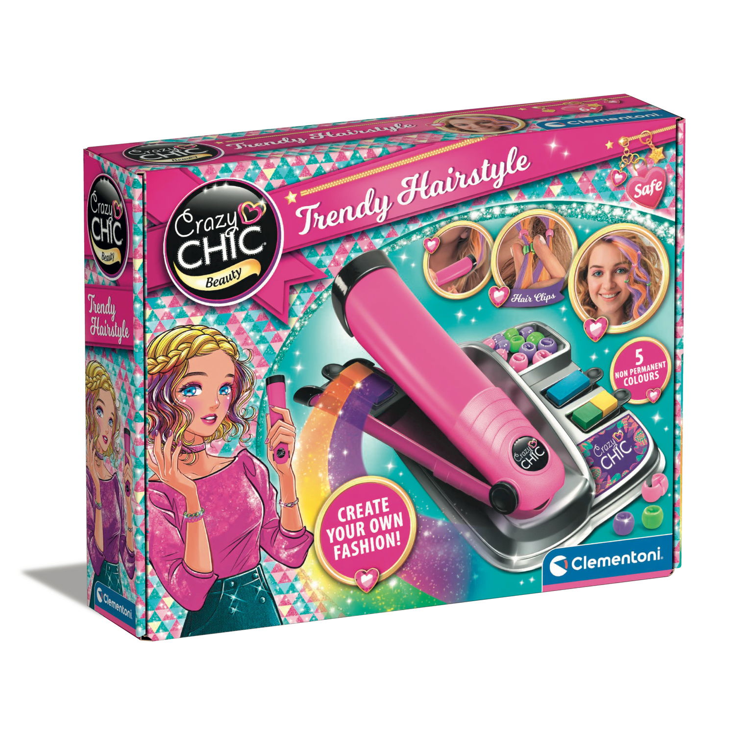 Clementoni Jeu d'imitation Cheveux multicolores Trendy hairstyle