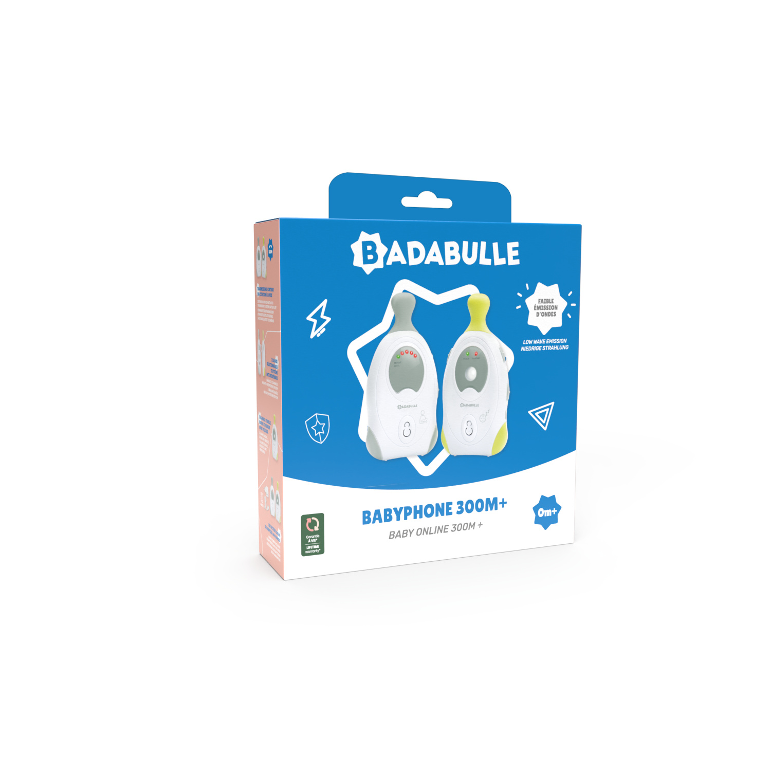Badabulle Babyphone audio Baby Online portée 300m+ avec veilleuse alarme visuelle et sonore