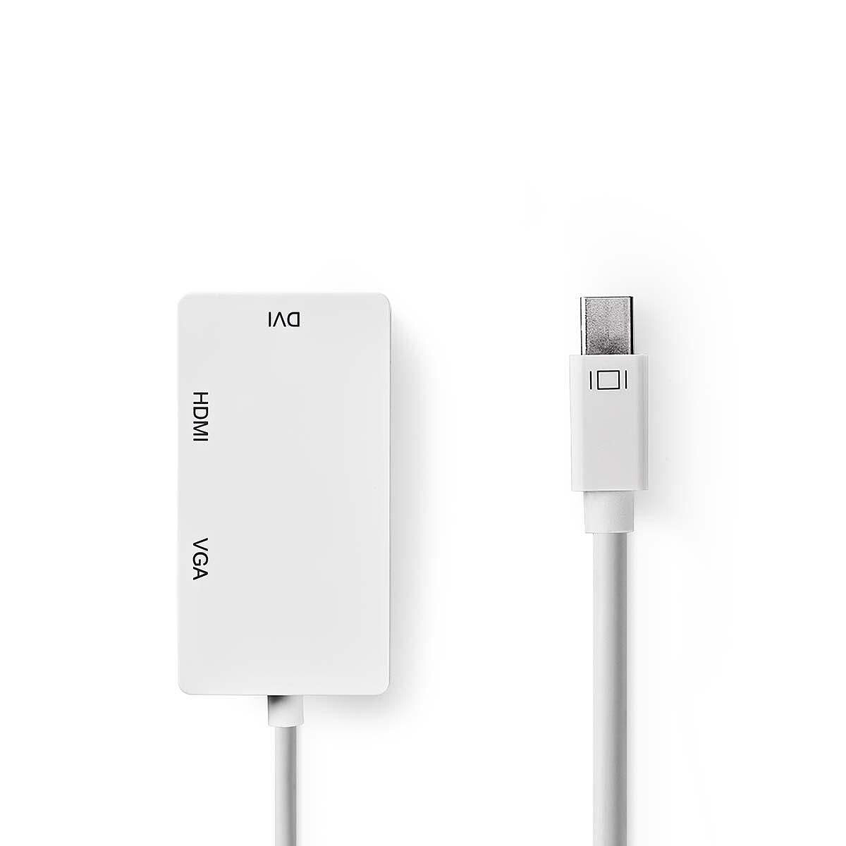 Nedis Adaptateur Mini-DisplayPort vers HDMI, DVI et VGA (Mâle/Femelle)
