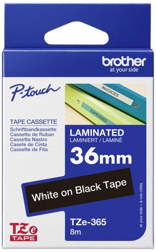 Ruban détiquetage Brother TZe, TZ TZe-365 Couleur de ruban: noir Couleur de police:blanc 36 mm 8 m