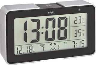 TFA Dostmann 60.2540.01 radiopiloté(e) Réveil noir, argent Heures de réveil 3