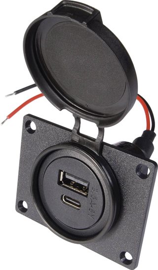 ProCar Power USB C/A double prise Charge de courant max=3.6 A 12 V, 24 V