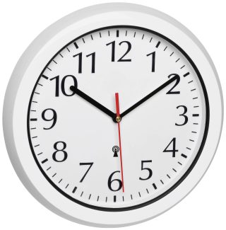 Horloge murale TFA Dostmann 60.3542.02 radiopiloté(e) 30 cm blanc pour salle de bain / pièce humide, protégé contre les projections deau