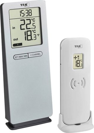 TFA Dostmann Funk-Thermometer LOGOneo Thermomètre numérique radiopiloté argent