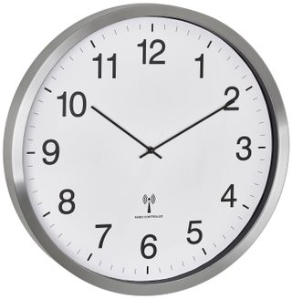 TFA Dostmann 60.3548.02 radiopiloté(e) Horloge murale 50.8 cm x 65 mm blanc, argent grand écran