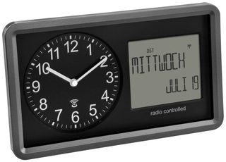 Horloge radiopilotée TFA Dostmann 60.3552.01 radiopiloté(e) 25.4 cm x 4.4 cm x 15.2 cm noir