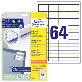 Avery-Zweckform 4785 Etiquette universelles 48.5 x 16.9 mm papier blanc 1 pc(s) fixation permanente imprimante laser