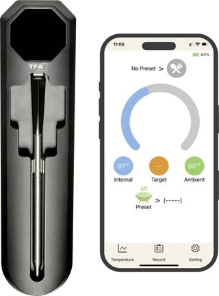 TFA Dostmann SMART BBQ KÜCHEN-CHEF 2 gaz, chariot à grillade, boule, mixte, barbecue au gaz mobile, fumoir, pivotant Thermomètre de barbecue noir
