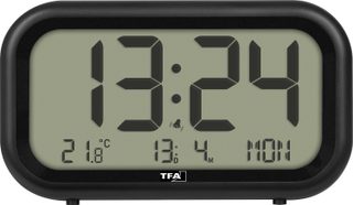 TFA Dostmann 60.2052.01 à quartz Réveil noir Heures de réveil 1 grand écran, sonnerie de réveil très puissante