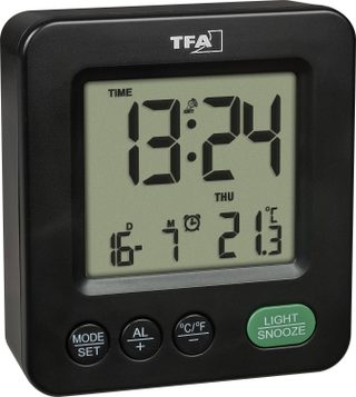 TFA Dostmann 60.2567.01 radiopiloté(e) Réveil noir Heures de réveil 1
