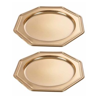 Lot de 2 Plateaux Déco  Octogonaux  30cm Or