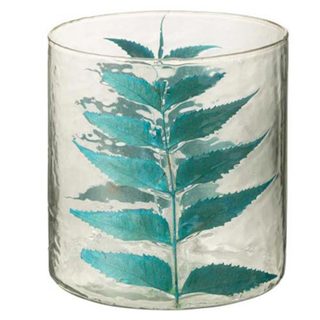 Vase Design en Verre  Feuille  16cm Bleu
