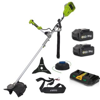 Débroussailleuse et Coupe bordure 40V + 2 Batteries Lithium 3Ah Lame Ø 250mm + Bobine de fil + Chargeur double VITO