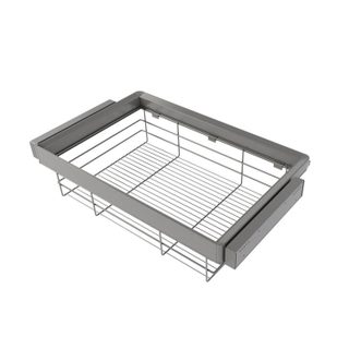 Kit tiroir en fil métallique et rack ajustable Quartz pour armoires -  glissières extension totale et à fermeture douce -  Module 80cm -  Finition Titane