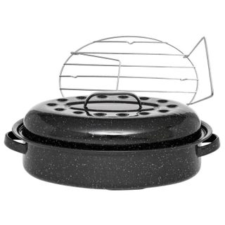 Cocotte ovale en acier carbon 33x20cm + grille - 6106+2007
