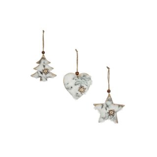 Sujet de Noël 3 Formes  Bois  22cm Gris & Beige