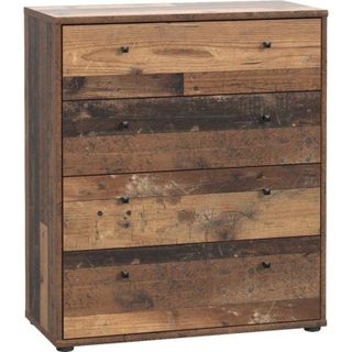 Forte Commode TEMPRA 4 Tiroirs - Décor vieux bois – L 73 7 × P 34 8 × H 85 5 cm