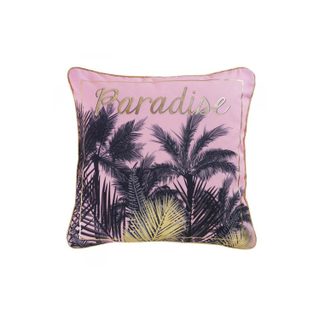 Coussin passepoil  paradise  45x45cm rose & noir