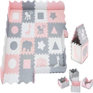 Tapis d'eveil Tapis de Puzzle en Mousse EVA pour Bébé 150 x 150 avec Rebords