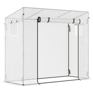 Outsunny Serre de jardin 2 fenêtres moustiquaires porte enroulable zippée dim. 200 x 76 x 168 cm acier PE