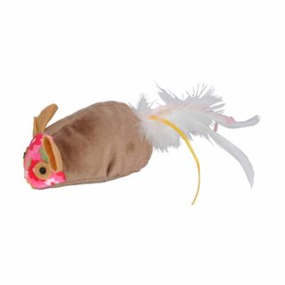 Jouet pour Chat  Souris & Queue à Plumes  19cm Gris