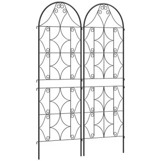 Treillis de jardin effet fer forgé - lot de 2 supports pour plantes grimpantes - 50 x 150 cm - métal époxy noir