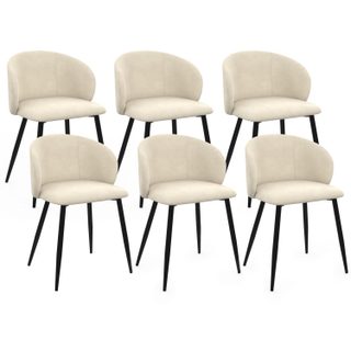 Lot de 6 chaises kira en velours crème pour salle à manger