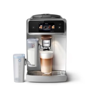 Expresso Broyeur EP8757/20 cafetière à grain Aromis LatteGo Pro, + 50 boissons, SilentBrew, Blanche
