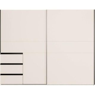M24 Armoire 2 portes coulissantes 3 tiroirs - Décor sable - L 249 x P 61 x H 200 cm - WINN2