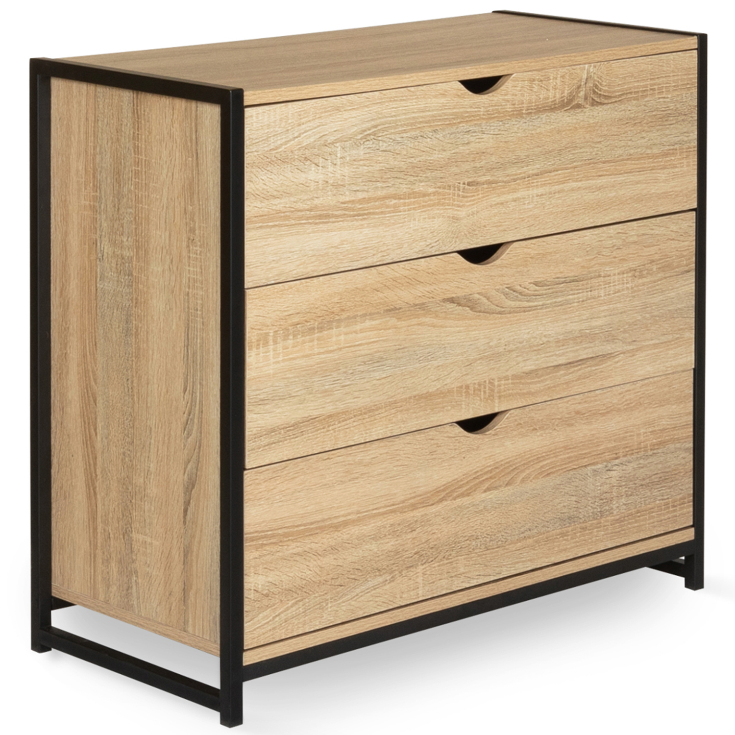 IDMarket Commode 3 tiroirs DETROIT 80 cm design industriel