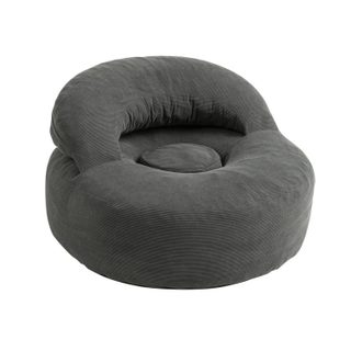 Fauteuil relax avec repose-pieds en velours côtelé gris 110x125x65cm fst100-dg