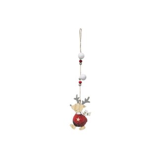 Sujet de Noël Renne  Étoile  35cm Rouge & Beige
