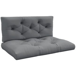 Lot de 2 coussins assises dossiers banc de jardin canapé dim. 120L x 80l x 12H cm polyester gris