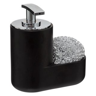 Distributeur de Savon & Porte Éponge  Washing  15cm Noir