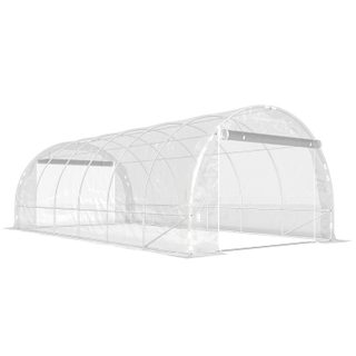 Serre tunnel de jardin 18 m² - 2 grandes portes enroulables - acier galvanisé bâche transparente