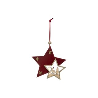 Sujet de Noël Étoiles  Héritage  20cm Rouge & Or