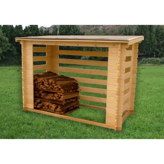 Habrita Abri range-bûches fermé avec structure madriers grand volume 4 stères de bois couverture bitumée