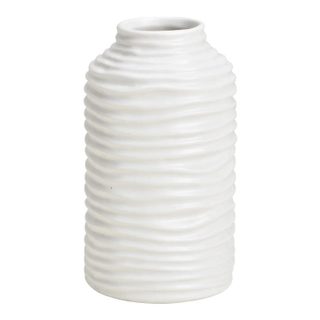 Vase en céramique strié blanc design et moderne