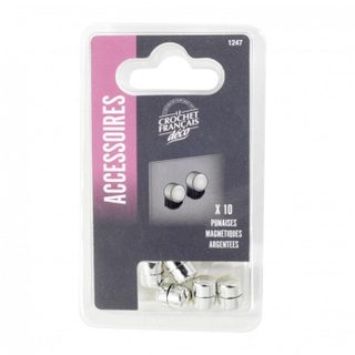 LE Crochet Francais, Lot de 10 punaises argent Diam.10 mm