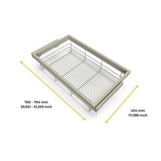 Emuca Kit de panier et cadre coulissant - fermeture souple pour armoire- réglable- module 800mm- pierre