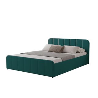 Lit avec coffre de rangement 160x200cm en velours vert TAMPA