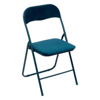 Chaise Pliante en Velours  Basic  79cm Bleu