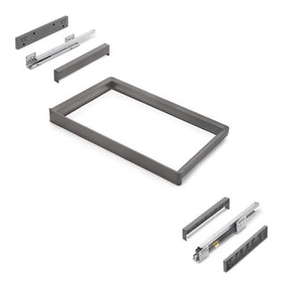 Rack avec glissières à extension totale et à fermeture douce pour accessoires d'armoire Quartz -  712-738mm -  Aluminium et plastique -  Titane