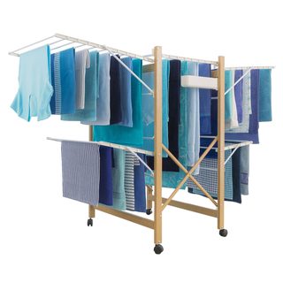 Id Market Séchoir à linge pliable deluxe capacité 27m et effet bois