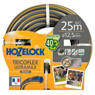 Tuyau d'arrosage anti écrasement Ultramax usage domestique diamètre 15 mm 25 m gris jaunes