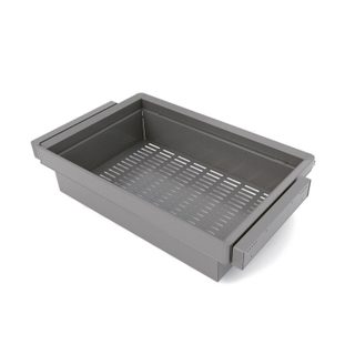 Kit panier métallique et rack ajustable Quartz pour armoires -  glissières extension totale et à fermeture douce -  Module 80cm -  Finition Titane