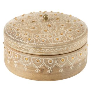 Boîte Déco en Bois  Perle du Sahara  14cm Naturel